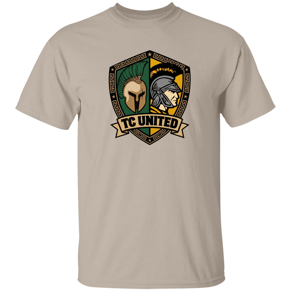 tc-united-united-crest-gildan-5-3-oz-t-shirt — Sand — Front — source sha256 7d84291a2966782589e6ee97f70da7976cdd2501b661d9c6cef0703623a2a8fc — Color position 1