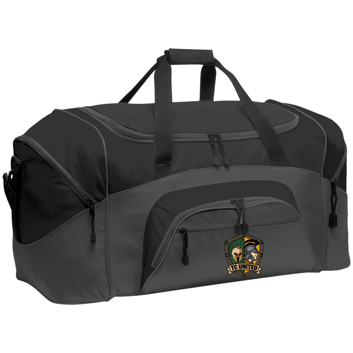 tc-united-united-crest-port-company-sport-duffel — Dark Charcoal/Black — Front — source sha256 87321ab97b514c9800ee8b4f87968be444fbac29f807c5ec681a6459b7f17f90 — Color position 2