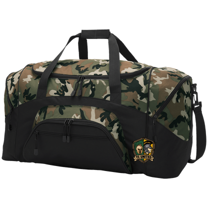 tc-united-united-crest-port-company-sport-duffel — Black/Camouflage — Front — source sha256 97508f24478220c4821169b0c8cdb37266e9850933fbd4164093ac3658bc846e — Color position 3