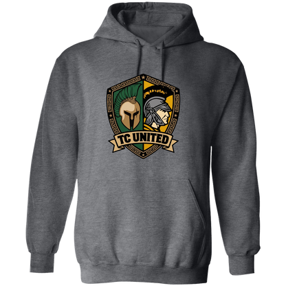 tc-united-united-crest-gildan-pullover-hoodie — Dark Heather — Front — source sha256 a1207aedd8903a39dff73f95c01173242593f6ab9870923b208762be7ec3f626 — Color position 6
