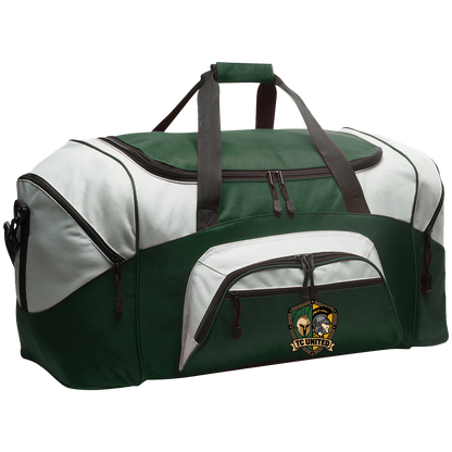 tc-united-united-crest-port-company-sport-duffel — Hunter Green/Gray — Front — source sha256 a6dd7375ae1e15f5af3fca5ab1c03fd09b8d0c181467d998881eac81aa19b146 — Color position 4