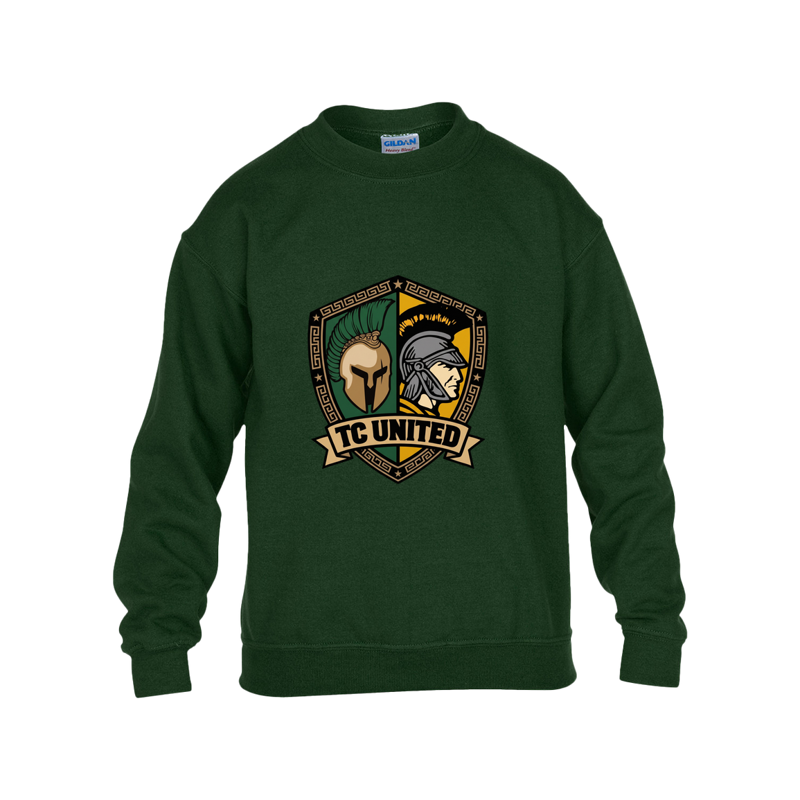 tc-united-united-crest-gildan-kids-heavy-blend-fleece-crew — Forest Green — Front — source sha256 c4f46935bccdad82a0f9d1e4631623202dc6786943787cad9184566998f2bf3a — Color position 5