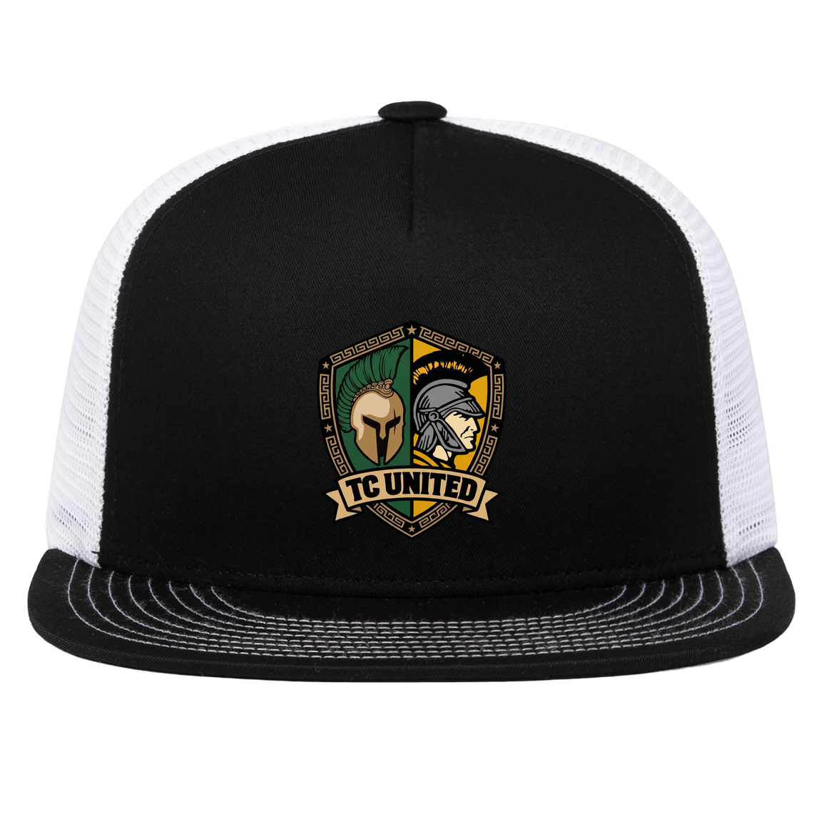 tc-united-united-crest-pacific-headwear-d-series-5-panel-trucker-snapback-cap — Black/White — Front — source sha256 ca25d6e2d43ec9d497efbf635bd68ec9c88c4f0e14659db34dd1f251ba2786bd — Color position 2
