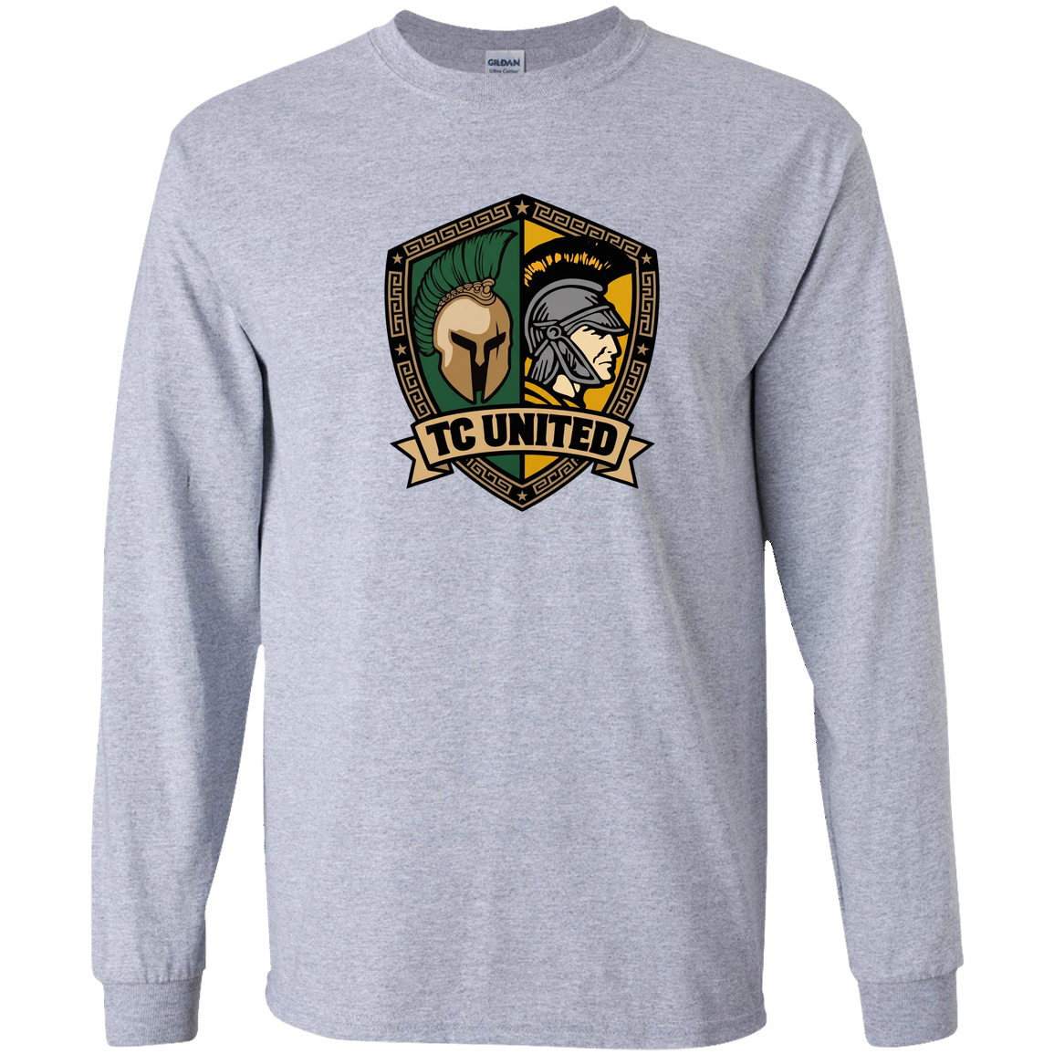 tc-united-united-crest-gildan-youth-ls-t-shirt — Sport Grey — Front — source sha256 e55d996f1c1db0933bb958078e0f0084d81c54027411086278dfff214c77a5b4 — Color position 1