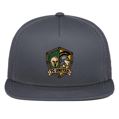tc-united-united-crest-pacific-headwear-d-series-5-panel-trucker-snapback-cap — Graphite — Front — source sha256 e60ce2b3a6810254a5fe5e915b656899f992191901dea788cf2a21a8e5be2b5a — Color position 3