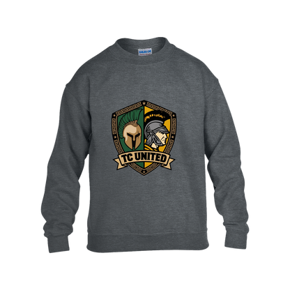 tc-united-united-crest-gildan-kids-heavy-blend-fleece-crew — Dark Heather — Front — source sha256 e6ce05cecd3caa8208378d4ae25465d5d6e5c52b3fc2829e29b20088004ea75f — Color position 2