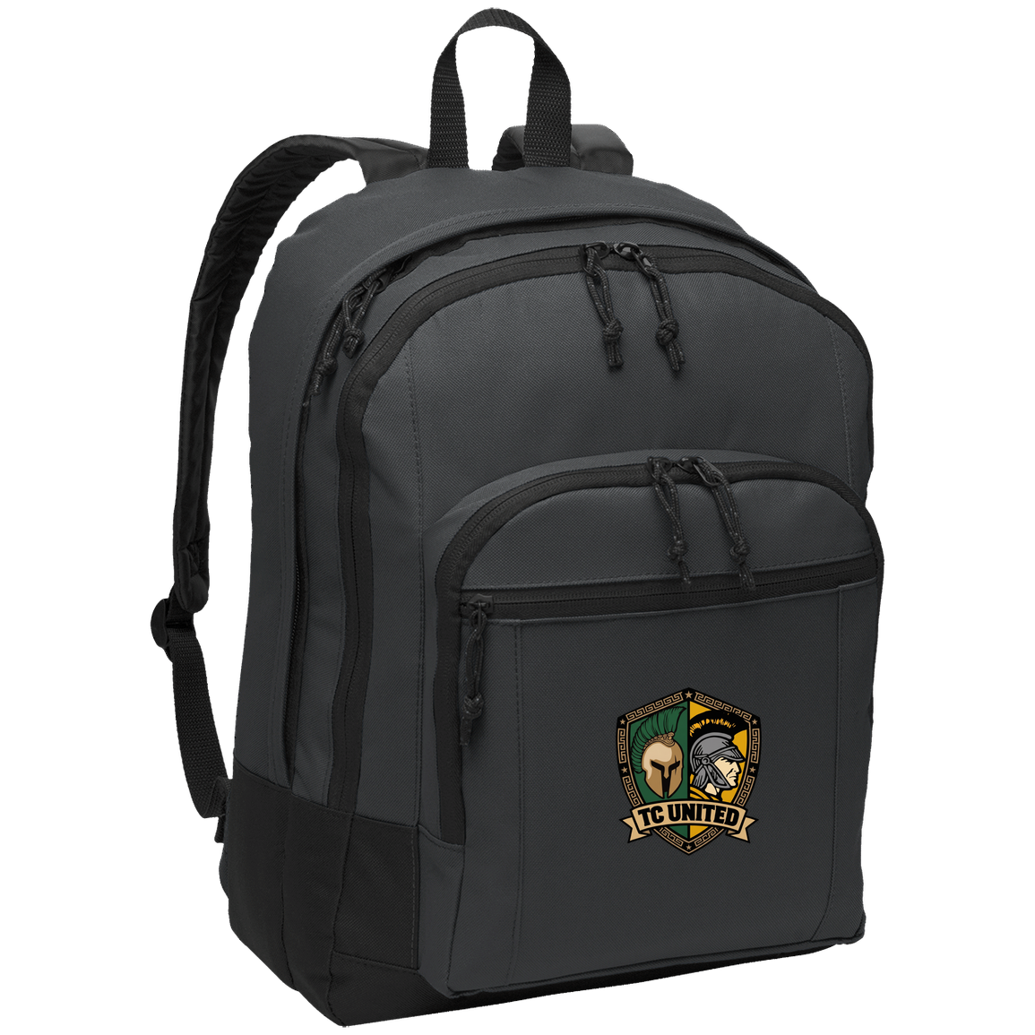 tc-united-united-crest-port-authority-basic-backpack — Dark Charcoal — Front — source sha256 fbf49ff0e6c73913a05f74360a2794412f2cc0b50d178afc6b4ae71d6d4a933c — Color position 2