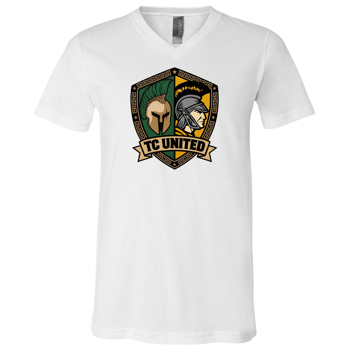 tc-united-united-crest-bella-canvas-unisex-jersey-ss-v-neck-t-shirt — White — Front — source sha256 fe9e187962dbfcd66f3423a8c9411cb929f97456725c9c73dbbdf0d34a89b83c — Color position 1