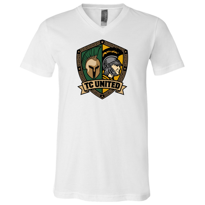 tc-united-united-crest-bella-canvas-unisex-jersey-ss-v-neck-t-shirt — White — Front — source sha256 fe9e187962dbfcd66f3423a8c9411cb929f97456725c9c73dbbdf0d34a89b83c — Color position 1