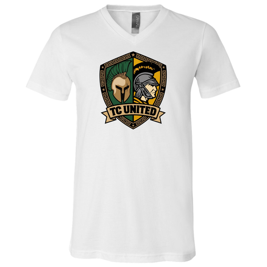 tc-united-united-crest-bella-canvas-unisex-jersey-ss-v-neck-t-shirt — White — Front — source sha256 fe9e187962dbfcd66f3423a8c9411cb929f97456725c9c73dbbdf0d34a89b83c — Color position 1