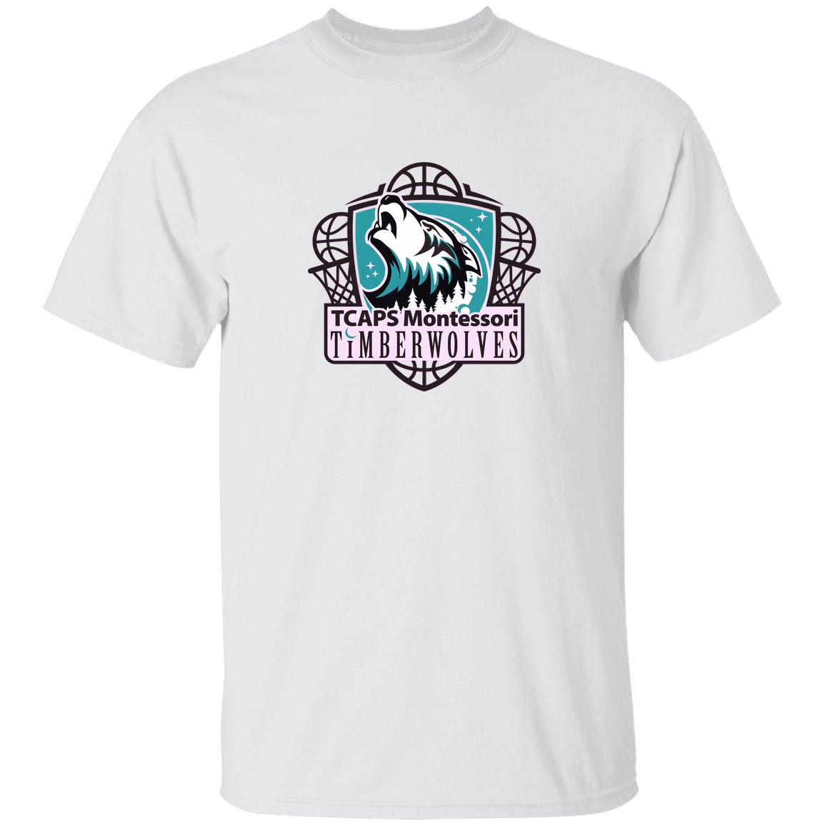 tcaps-montessori-bold-mascot-gildan-5-3-oz-t-shirt — White — Front — source sha256 5573e712b0f6e563f73728f1950437cf2272b8dfc4ba88671f11790ca83c3abd — Color position 1
