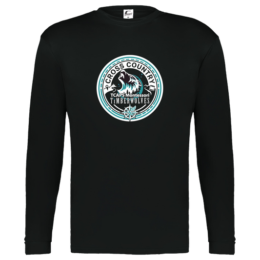 tcaps-montessori-cross-country-seal-white-c2-kids-performance-long-sleeve-tee — Black — Front — source sha256 2a60b2587016b44229364f82c72410e9c296e084fac162aae84ab42e711b6742 — Color position 1