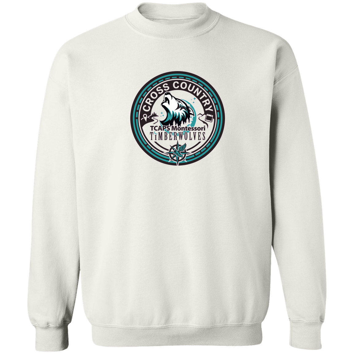 tcaps-montessori-cross-country-seal-gildan-crewneck-pullover-sweatshirt — White — Front — source sha256 63fbb3b1e8dc4a39cb06aec0a762932c8c4c1c783cef803361565417e9affdab — Color position 3