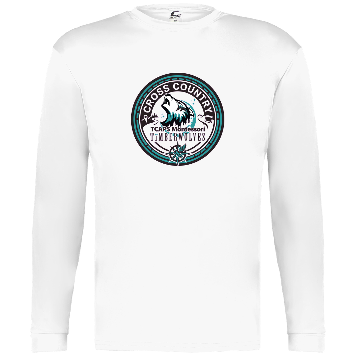 tcaps-montessori-cross-country-seal-c2-mens-performance-long-sleeve-tee — White — Front — source sha256 8badb6f2b561331debe4ed4c58b4ddbbc5ec06a84f1046cfbf92d58ac06c5dd9 — Color position 4