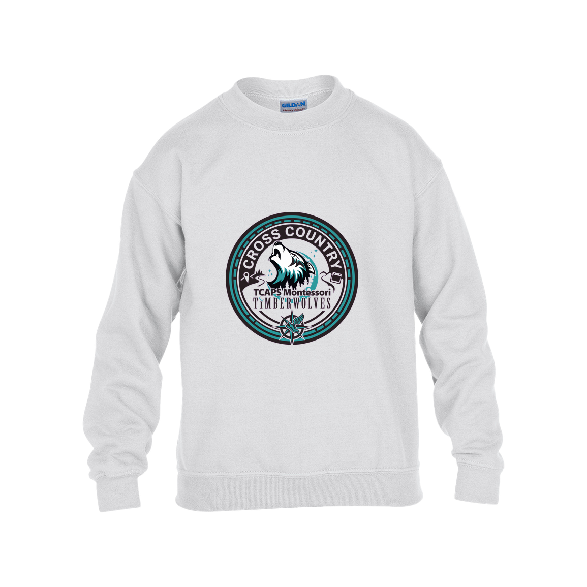 tcaps-montessori-cross-country-seal-gildan-kids-heavy-blend-fleece-crew — White — Front — source sha256 edafbdbf7f507b143e6f19ff62fe6c6d0d66fd567e268b18b9de057813809603 — Color position 4