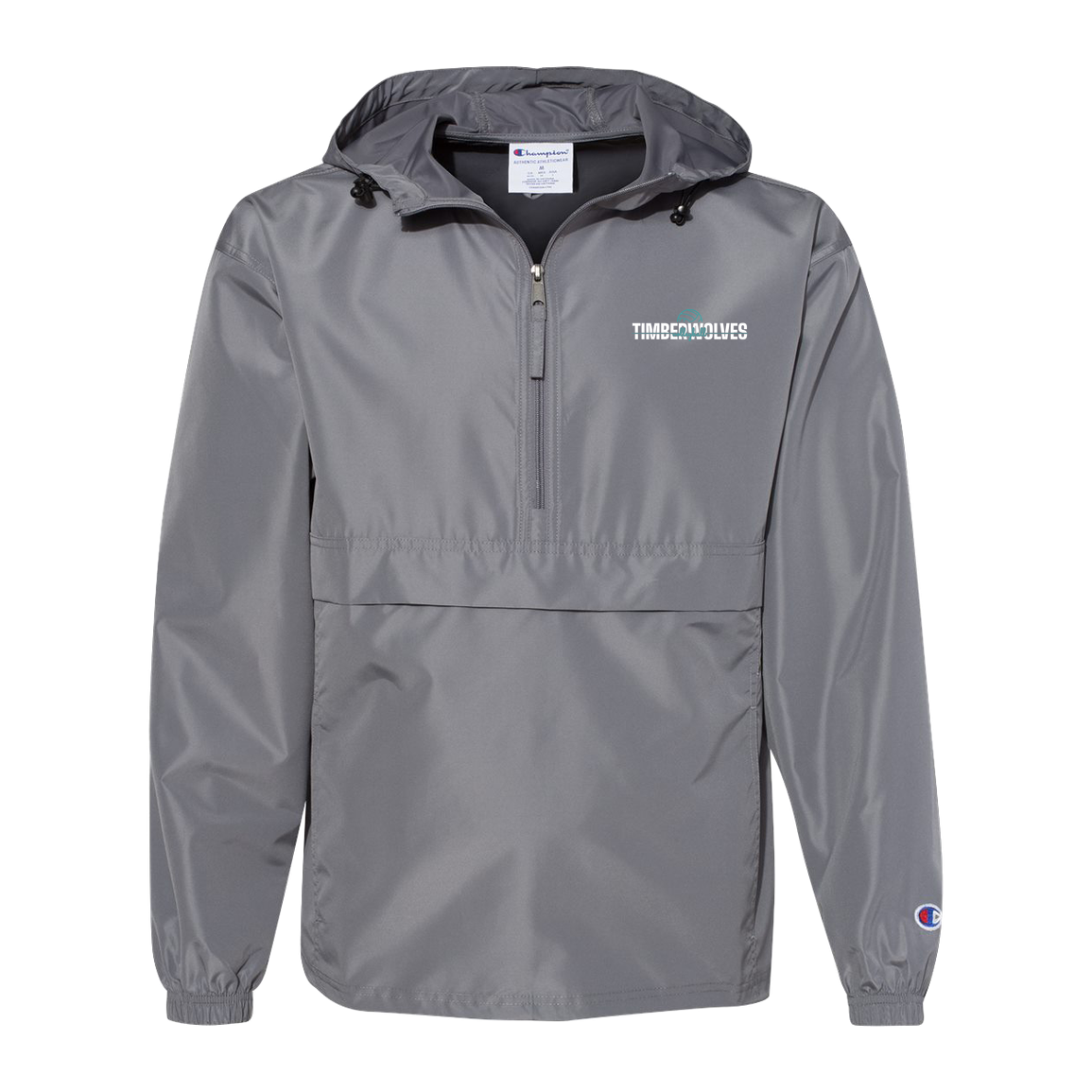 tcaps-montessori-dome-script-white-champion-unisex-packable-anorak-jacket — Graphite — Front — source sha256 5844d737c81199d0a3797e561bcbe7edcf6a22494cd8c26fe3eaa72bee2a926c — Color position 2