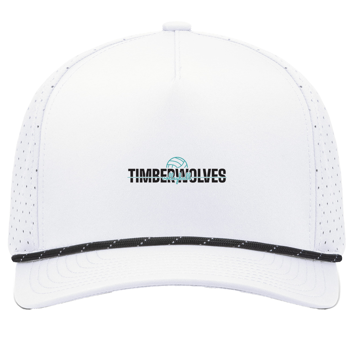 tcaps-montessori-dome-script-pacific-headwear-weekender-perforated-snapback-cap — White/Black — Front — source sha256 7f475b0b2511626b4726934a521cb40078b953ec47a46909a0dbf34b0186da0f — Color position 7