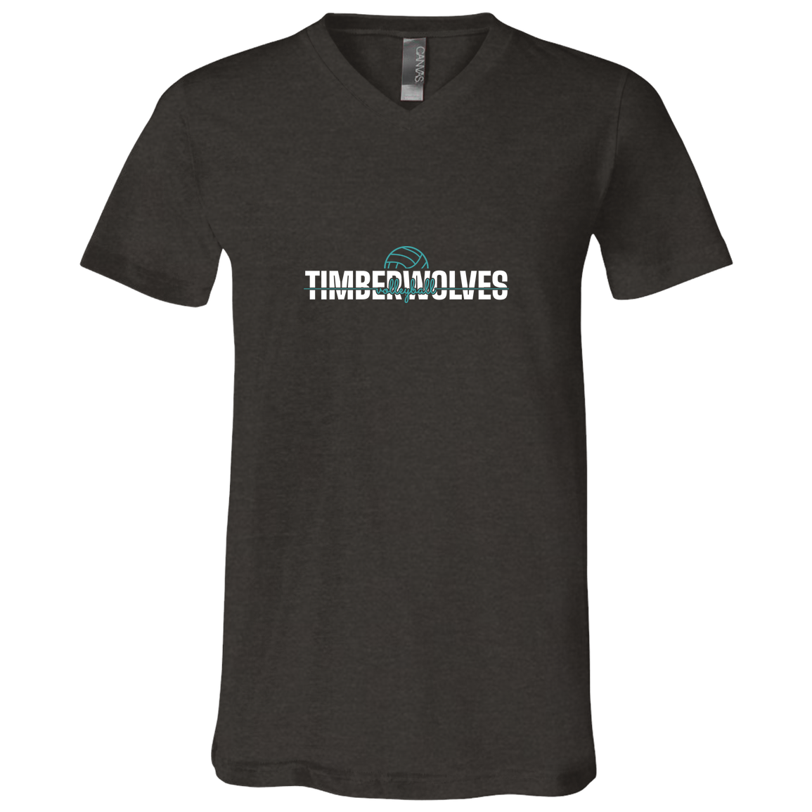 tcaps-montessori-dome-script-white-bella-canvas-unisex-jersey-ss-v-neck-t-shirt — Dark Grey Heather — Front — source sha256 ae2331edc29cdb1d50be7e0934247b2efb0b2017283d6241b3d6f278b0b35dcc — Color position 2
