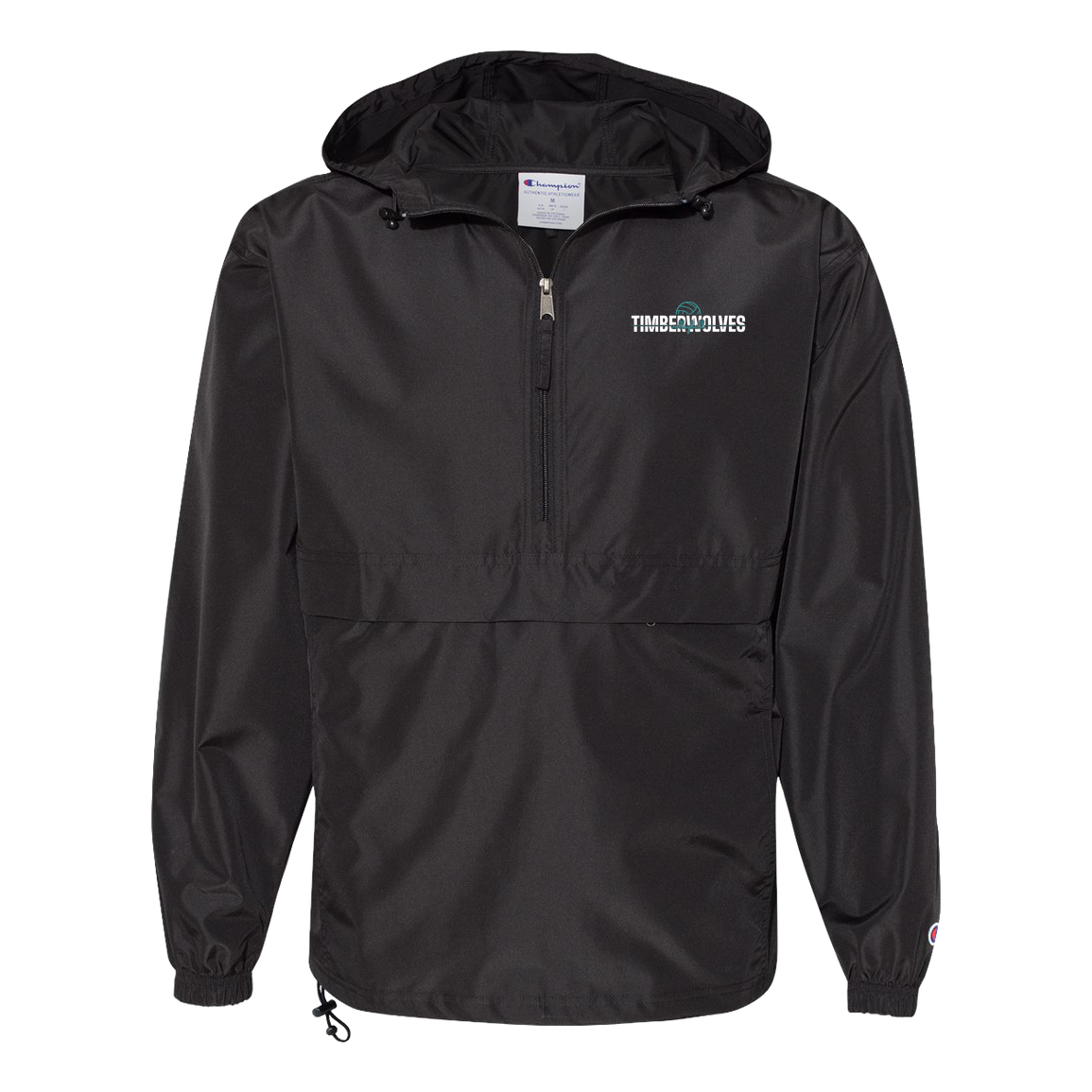 tcaps-montessori-dome-script-white-champion-unisex-packable-anorak-jacket — Black — Front — source sha256 da8fd404b76a8b9c3fd14b2f77a22dbb51292f91bbeb7b83b71d8e724792e145 — Color position 1