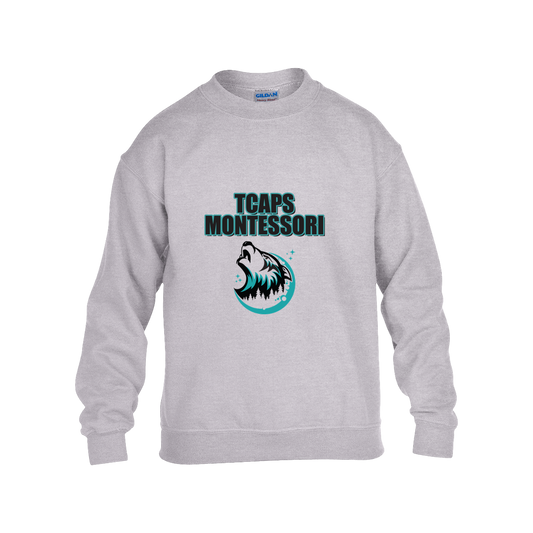 tcaps-montessori-echo-timberwolf-gildan-kids-heavy-blend-fleece-crew — Grey — Front — source sha256 1290d61f4ed5b3fae26ebefbee40d0922195b0a3a1b024c682a8f5fe2176e724 — Color position 3