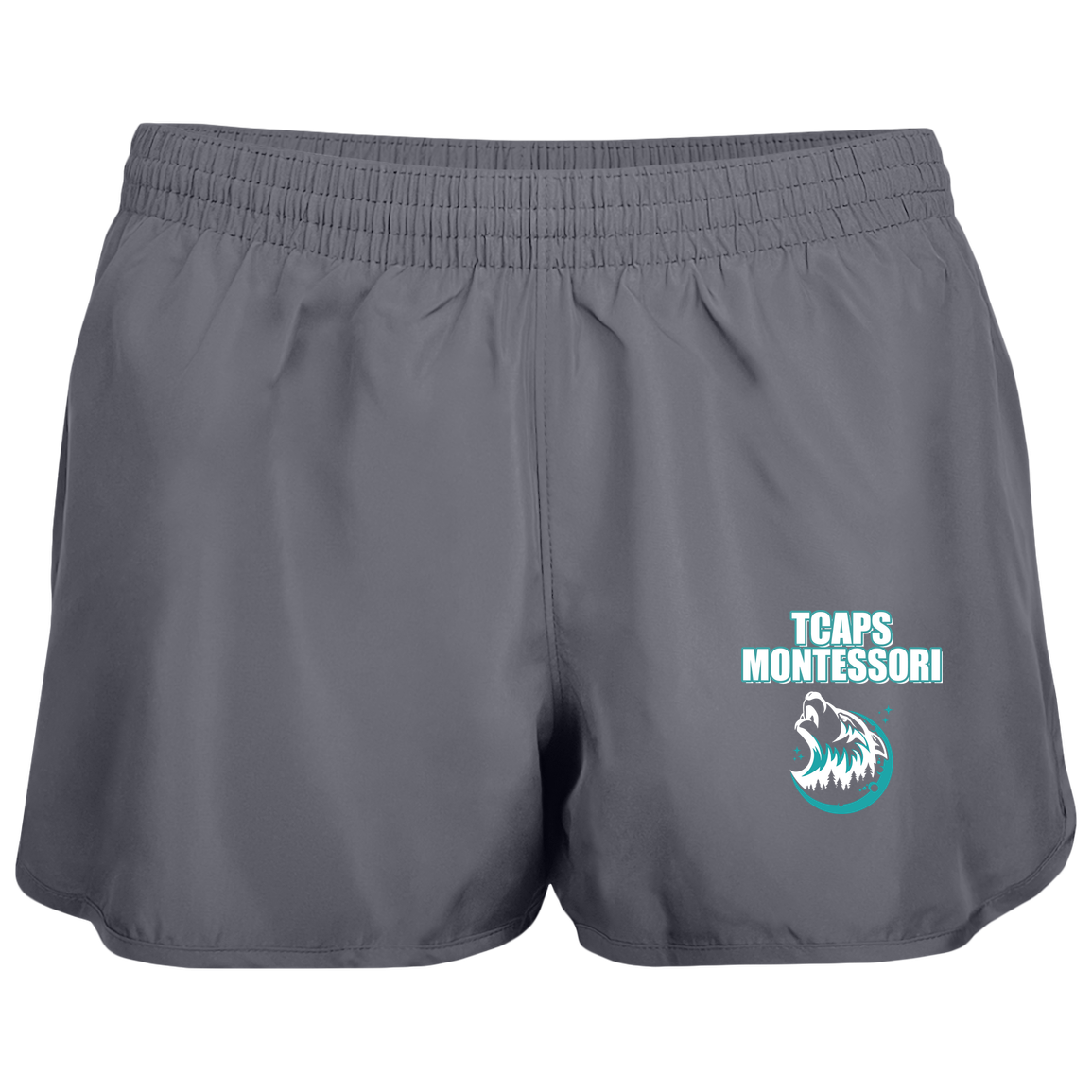 tcaps-montessori-echo-timberwolf-white-augusta-ladies-wayfarer-running-shorts — Graphite — Front — source sha256 3f2a34f99bce5caf9e2cddc7b8130e49c8a2866f4cc0f41975ce6544bd0871d0 — Color position 2