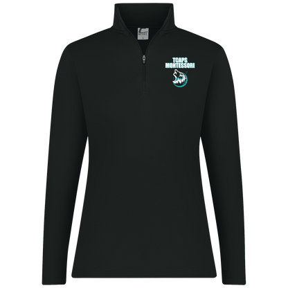 tcaps-montessori-echo-timberwolf-white-c2-womens-1-4-zip-pullover — Black — Front — source sha256 573284421243b0c8665c5bdf451b33284a2b061d3e9653eef1bcd2e1086a3492 — Color position 1