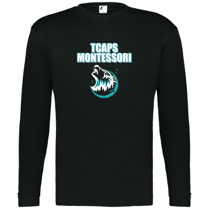 tcaps-montessori-echo-timberwolf-white-c2-mens-performance-long-sleeve-tee — Black — Front — source sha256 5e3fb595d5d42b0f5a2f538d3eb954185960d256a04963ff2f656ca78f74a2c4 — Color position 1