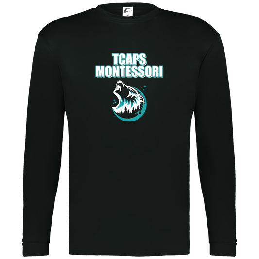 tcaps-montessori-echo-timberwolf-white-c2-mens-performance-long-sleeve-tee — Black — Front — source sha256 5e3fb595d5d42b0f5a2f538d3eb954185960d256a04963ff2f656ca78f74a2c4 — Color position 1