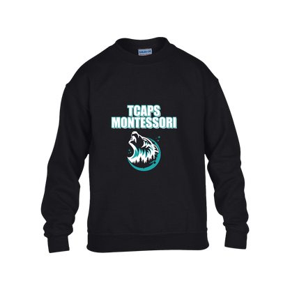 tcaps-montessori-echo-timberwolf-white-gildan-kids-heavy-blend-fleece-crew — Black — Front — source sha256 6b10888150587fab72d1d4e3c5f1b8a8098fb7399461e05084404fe2fc0f63cb — Color position 1
