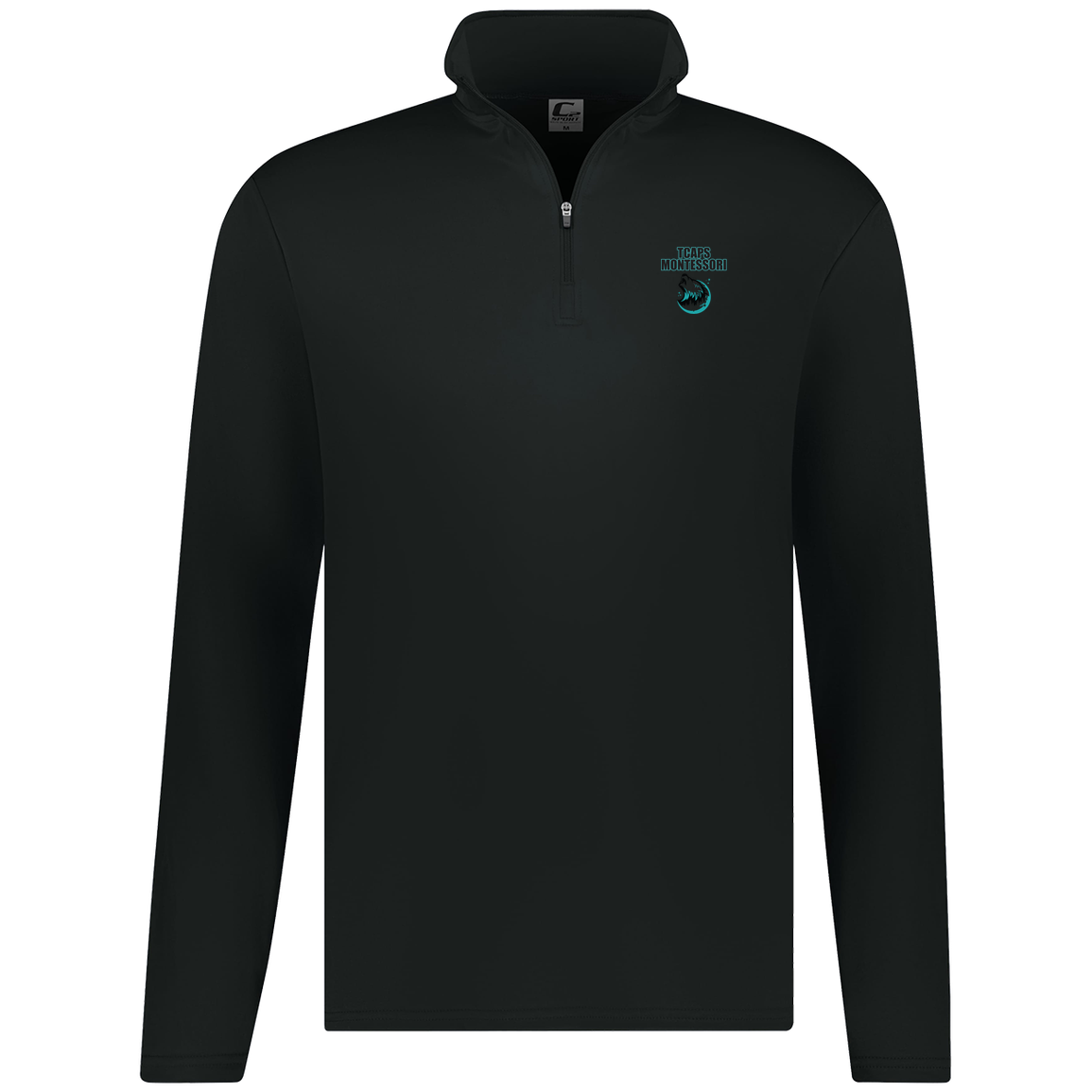 tcaps-montessori-echo-timberwolf-c2-mens-1-4-zip-pullover — Black — Front — source sha256 b833485d0ccea42c6b12053c0d7c52a8c578171ee03393c94c0adb84f94027a0 — Color position 1