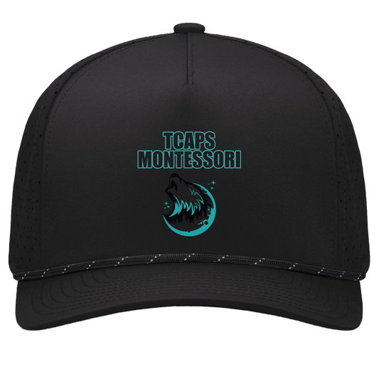 tcaps-montessori-echo-timberwolf-pacific-headwear-weekender-perforated-snapback-cap — Black/Black — Front — source sha256 cce4945dd002d64089814ec2841546c5f683ee66c95e78ea5631986b3d2e5f92 — Color position 1