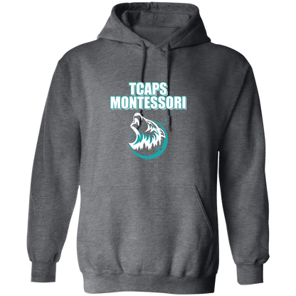 tcaps-montessori-echo-timberwolf-white-gildan-pullover-hoodie — Dark Heather — Front — source sha256 da33c69179f2248e7b81150ab650f0a08dcb51822e06669c6e0693506d207d99 — Color position 2