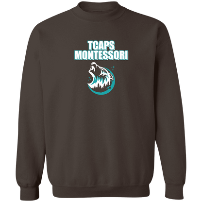 tcaps-montessori-echo-timberwolf-white-gildan-crewneck-pullover-sweatshirt — Dark Chocolate — Front — source sha256 f3ce0126bf3b0da157c548afadcbbd843460221890b74d91ab344bc85715ca4f — Color position 3