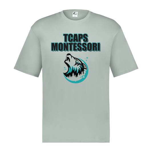tcaps-montessori-echo-timberwolf-c2-mens-performance-short-sleeve-tee — Silver — Front — source sha256 f64bc6806d3537ddee534ff798a90030e747b129c1858823bc6a00d6e0549402 — Color position 3