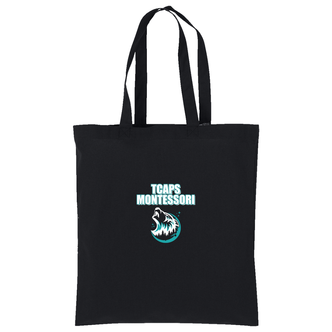 tcaps-montessori-echo-timberwolf-white-port-authority-core-cotton-tote — Deep Black — Front — source sha256 febea6a978adede33d43fc8bea141f869de6cb1a776d4396bfffbbfde0ca40d8 — Color position 1