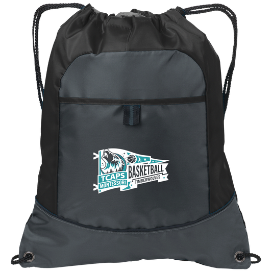 tcaps-montessori-heritage-pennant-white-port-authority-pocket-cinch-pack — Deep Smoke/Black — Front — source sha256 33cc0369fe7d0eee0115f9c81b49cea7eb5c56feca4ac9e91b8fe86d93d2f48a — Color position 1