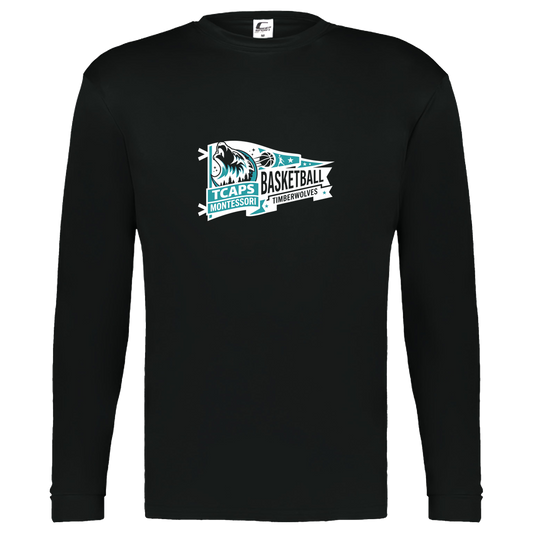 tcaps-montessori-heritage-pennant-white-c2-kids-performance-long-sleeve-tee — Black — Front — source sha256 9da925c9fc8dbe529f040d9296f1b6acf3b79c9b1f6e5d7da5ddf67f4fa39c68 — Color position 1