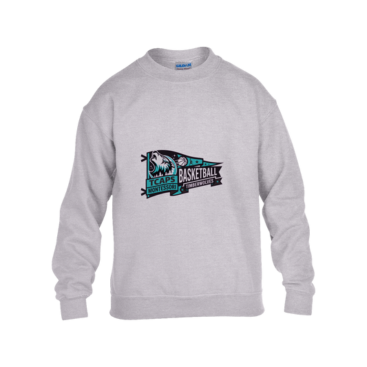 tcaps-montessori-heritage-pennant-gildan-kids-heavy-blend-fleece-crew — Grey — Front — source sha256 adf623d41c08c37872ad24ac6f0f66d99317684fce750ef157e0a4c6bf4eb522 — Color position 3