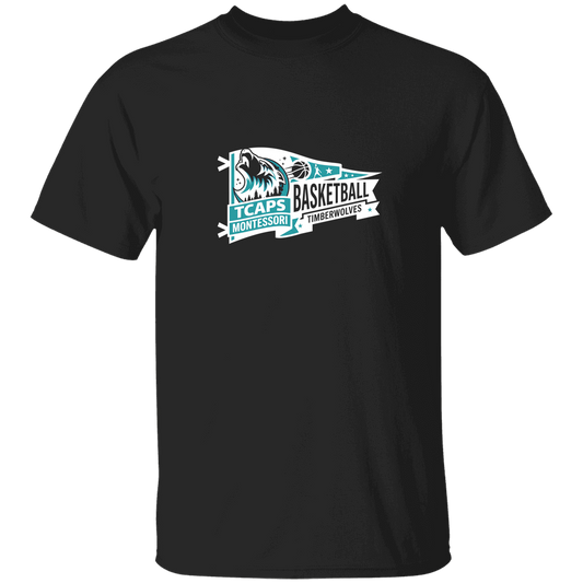 tcaps-montessori-heritage-pennant-white-gildan-5-3-oz-t-shirt — Black — Front — source sha256 e5369b0cdb20751a4e44e3c37e10222085255ac0288ff747930d7a14ef6b3ae0 — Color position 1