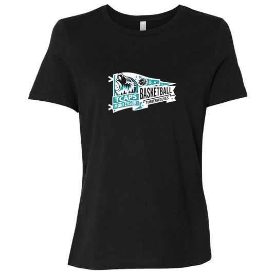 tcaps-montessori-heritage-pennant-white-bella-canvas-ladies-relaxed-jersey-short-sleeve-t-shirt — Black — Front — source sha256 f1378fe64bba342c12e75f81b7abc4f2d8f1af2cad0a337a829bf7d81874b433 — Color position 1