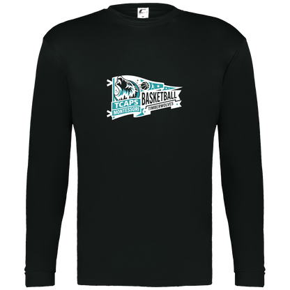 tcaps-montessori-heritage-pennant-white-c2-mens-performance-long-sleeve-tee — Black — Front — source sha256 fc7829a61321e26acf85047e8f8515b230c40686408b3622c7ce224b1dc49bbc — Color position 1