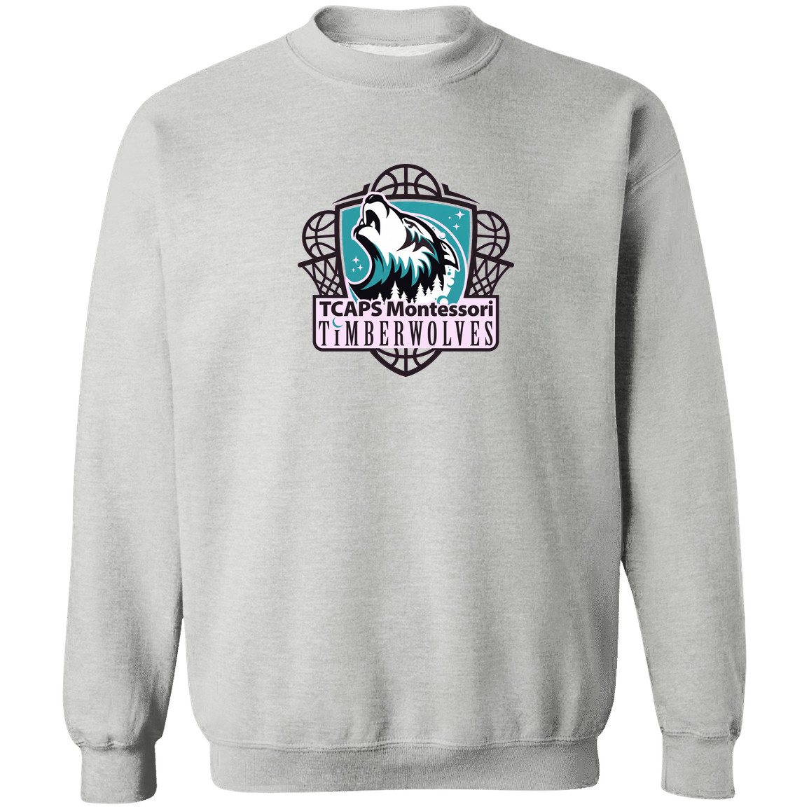 tcaps-montessori-howling-timberwolf-gildan-crewneck-pullover-sweatshirt — Sport Grey — Front — source sha256 0d4f970b43f981ddc8ea6cfbeda80bcf6e6b8f852460f3736a0464f9c592f54e — Color position 1