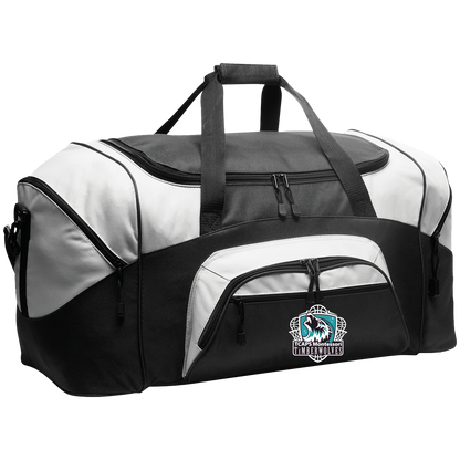 tcaps-montessori-howling-timberwolf-white-port-company-sport-duffel — Black/Gray — Front — source sha256 0e56df04e1acbb56036b2c8fe2f0b5a6cff74863b1225c592ebfd177fb4149c7 — Color position 1