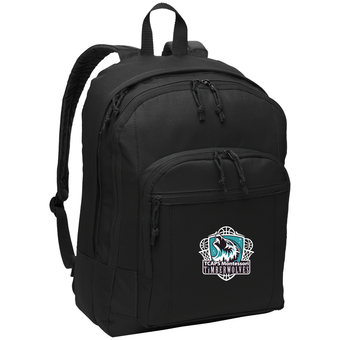 tcaps-montessori-howling-timberwolf-white-port-authority-basic-backpack — Black — Front — source sha256 17c2c96c31015c1d100575ac06534efaae1fd04a33ac17d6093a0de417224fb9 — Color position 1