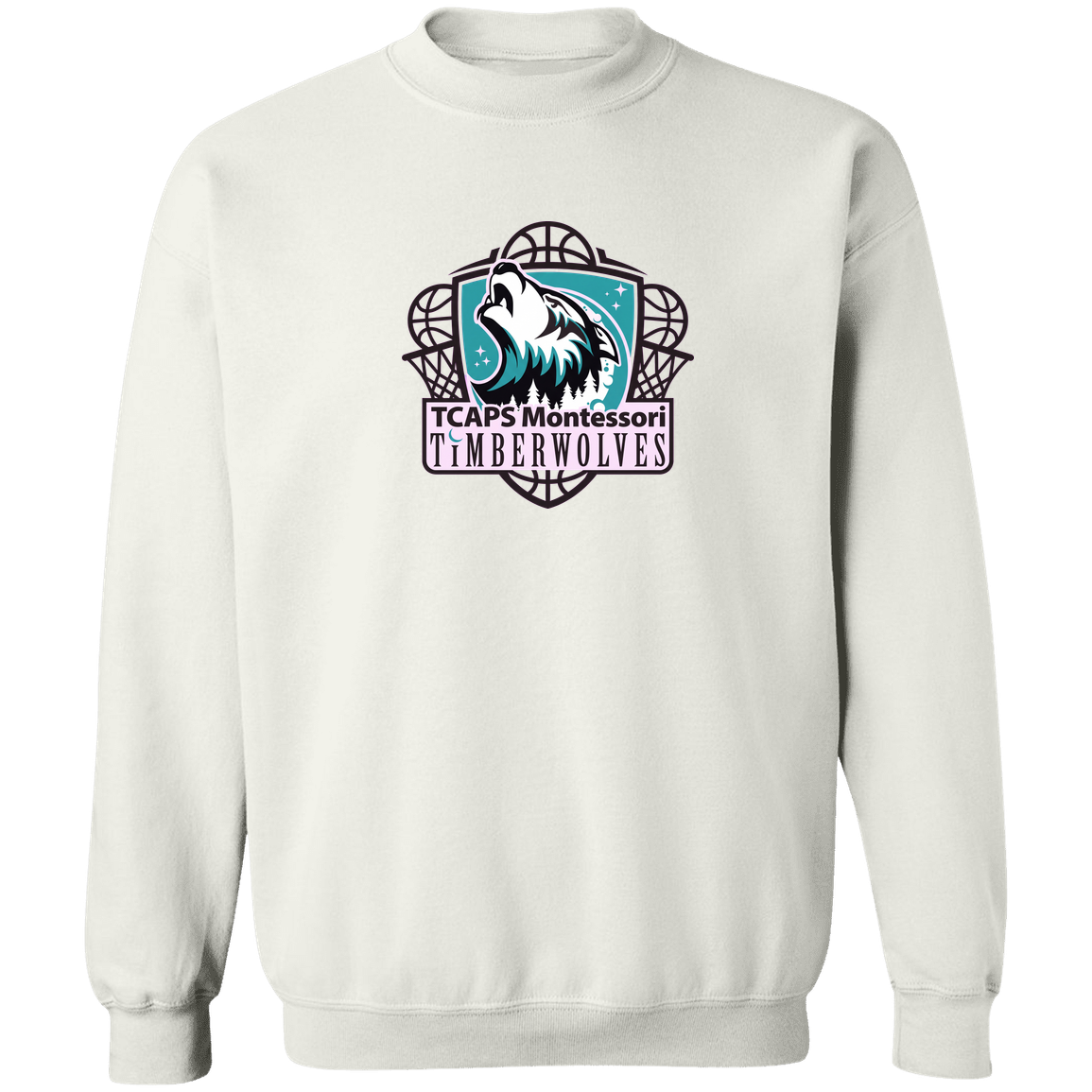 tcaps-montessori-howling-timberwolf-gildan-crewneck-pullover-sweatshirt — White — Front — source sha256 3bdf9d0da3ac006fca5ff6c5189d2794fba26e04d21d7de735cbbbdab32de949 — Color position 3