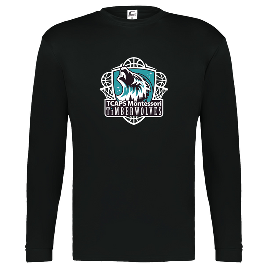 tcaps-montessori-howling-timberwolf-white-c2-kids-performance-long-sleeve-tee — Black — Front — source sha256 6571f7c84d6024660aff86fdc7e7cb79da18085bbe6f70fc8248083fda7d5bd5 — Color position 1