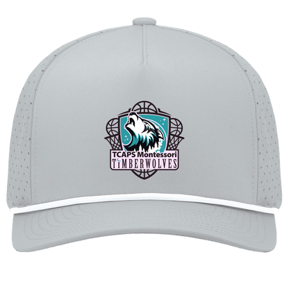 tcaps-montessori-howling-timberwolf-pacific-headwear-weekender-perforated-snapback-cap — Silver/White — Front — source sha256 74cdce012e22827b12b9231e0ca83f514be6737cf49c3cccdb7329f5f44b12ff — Color position 5