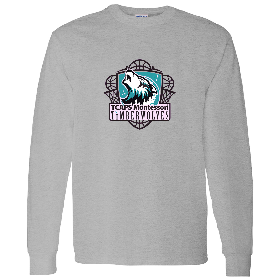 tcaps-montessori-howling-timberwolf-gildan-ls-t-shirt-5-3-oz — Sport Grey — Front — source sha256 95ce3804e21bbabf53f7e431527cd4695953bcb3161d0d6433f7f79523bd190d — Color position 5