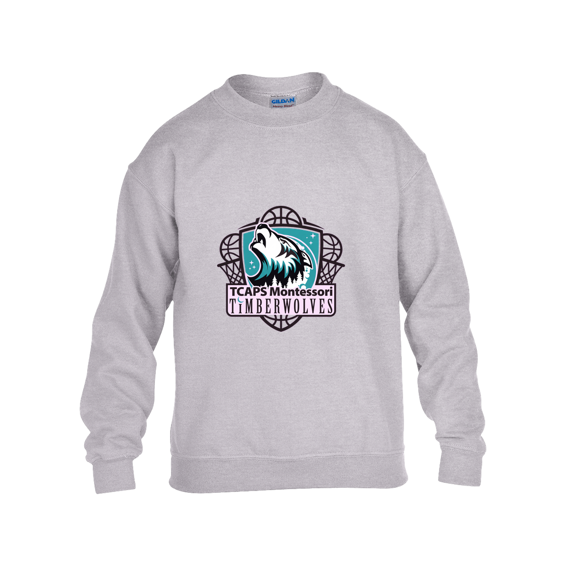 tcaps-montessori-howling-timberwolf-gildan-kids-heavy-blend-fleece-crew — Grey — Front — source sha256 c40002b45db10bb91bedbca6f80f8da87b014a69a62e237b6e881a45016a0567 — Color position 3