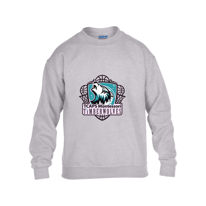 tcaps-montessori-howling-timberwolf-gildan-kids-heavy-blend-fleece-crew — Grey — Front — source sha256 c40002b45db10bb91bedbca6f80f8da87b014a69a62e237b6e881a45016a0567 — Color position 3
